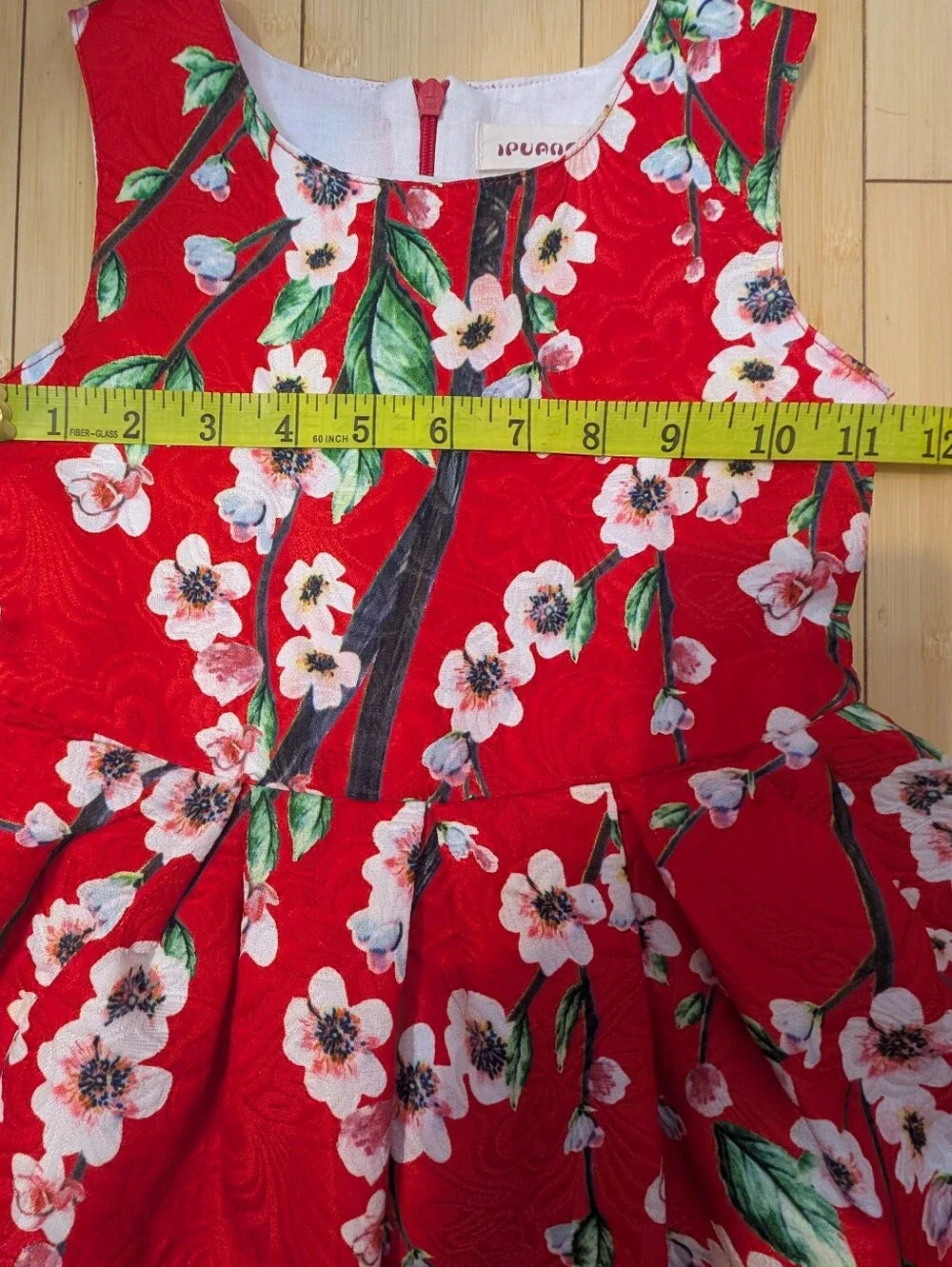 Ipuang Girls vibrant floral print classic A-Line knee length Holiday Dress Sz 4